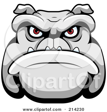 Royalty-Free (RF) Clipart Illustration of a Mean Bulldog Face With Red Eyes by Cory Thoman