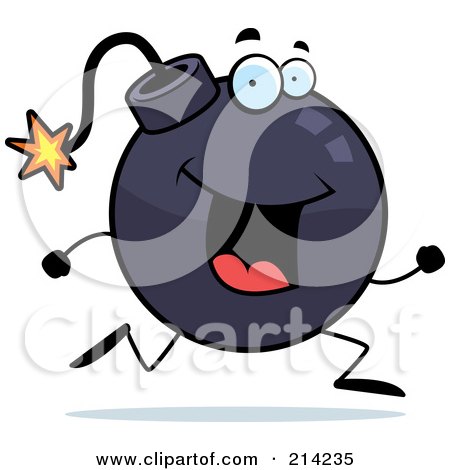 Royalty-Free (RF) Clipart Illustration of a Running Bomb Character by Cory Thoman