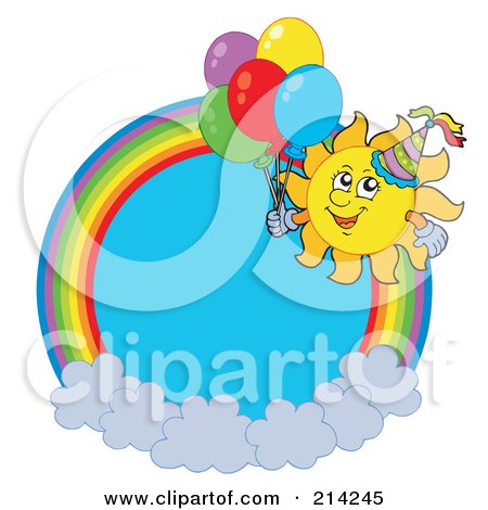 Royalty-Free (RF) Clipart Illustration of a Balloon And Summer Sun Rainbow Circle - 2 by visekart