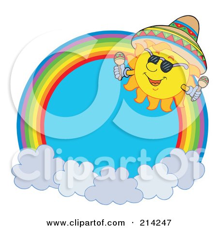 Royalty-Free (RF) Clipart Illustration of a Mexican Summer Sun Rainbow Circle by visekart
