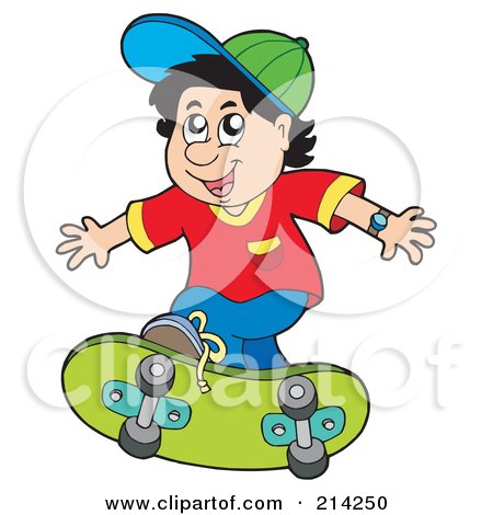 Royalty-Free (RF) Clipart Illustration of a Little Boy Skateboarding by visekart