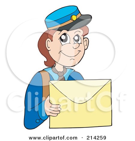 Royalty-Free (RF) Clipart Illustration of a Mail Man Carrying A Letter by visekart