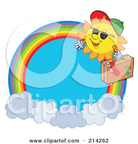 Royalty-Free (RF) Clipart Illustration of a Traveling Summer Sun Rainbow Circle by visekart