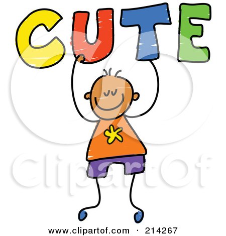 Royalty-Free (RF) Clipart Illustration of a Childs Sketch Of A Boy Carrying Cute by Prawny