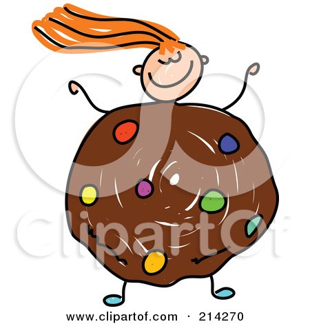 Royalty-Free (RF) Clipart Illustration of a Childs Sketch Of A Girl With A Cookie Body by Prawny