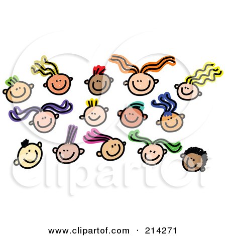 Royalty-Free (RF) Clipart Illustration of a Childs Sketch Of Faces by Prawny