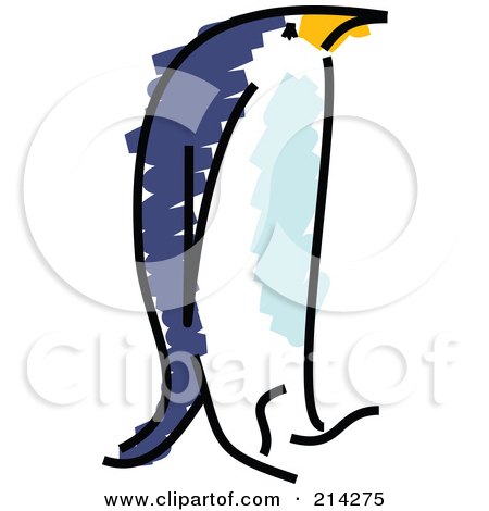 Royalty-Free (RF) Clipart Illustration of a Childs Sketch Of A Penguin by Prawny