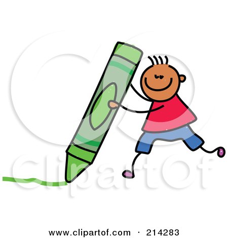 Royalty-Free (RF) Clipart Illustration of a Childs Sketch Of A Boy With A Crayon by Prawny