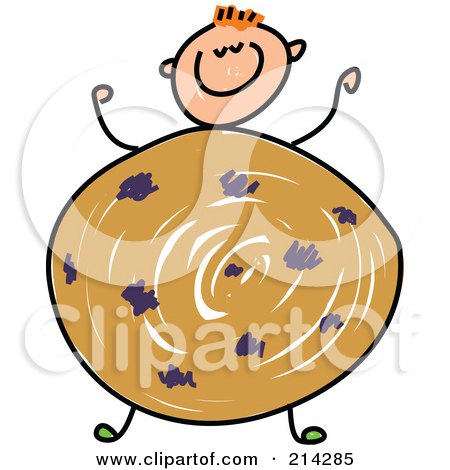 Royalty-Free (RF) Clipart Illustration of a Childs Sketch Of A Boy With A Cookie Body by Prawny