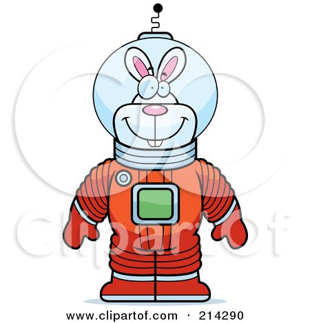 Royalty-Free (RF) Clipart Illustration of a Standing Astronaut Rabbit In A Space Suit by Cory Thoman
