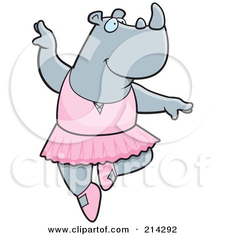Royalty-Free (RF) Clipart Illustration of a Ballerina Rhino Dancing And Jumping by Cory Thoman