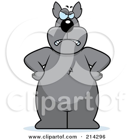 Royalty-Free (RF) Clipart Illustration of a Big Wolf Standing On His Hind Legs With His Hands On His Hips by Cory Thoman