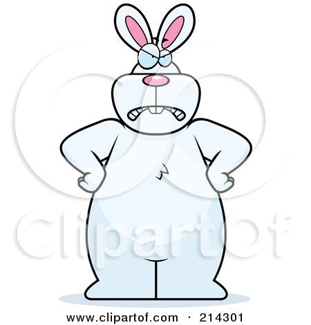 Royalty-Free (RF) Clipart Illustration of a Big White Rabbit Standing On His Hind Legs With His Hands On His Hips by Cory Thoman