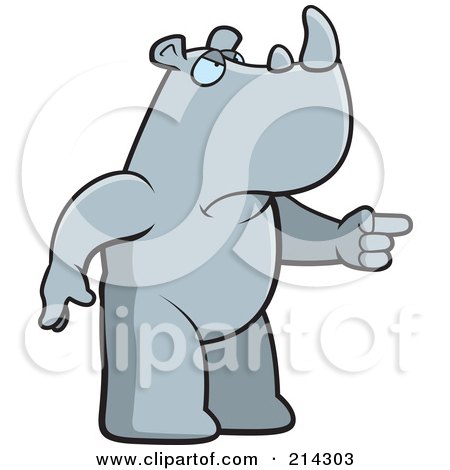 Royalty-Free (RF) Clipart Illustration of an Angry Rhino Pointing To The Right by Cory Thoman