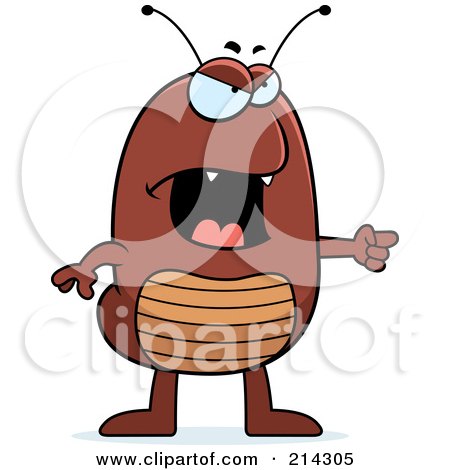 Royalty-Free (RF) Clipart Illustration of an Angry Flea Pointing To The Right by Cory Thoman