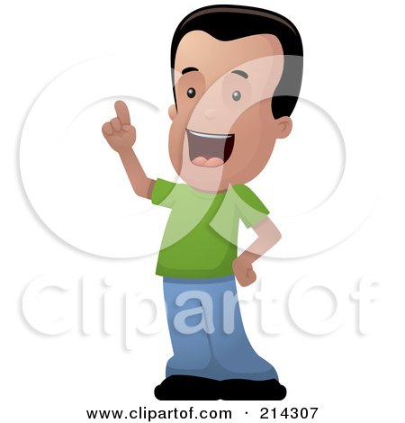 Royalty-Free (RF) Clipart Illustration of a Hispanic Boy Standing And Holding Up A Finger by Cory Thoman