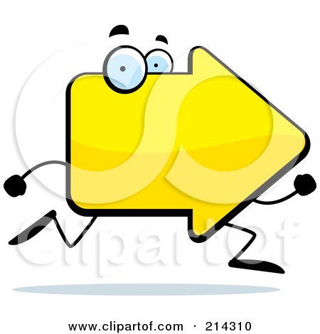 Royalty-Free (RF) Clipart Illustration of a Yellow Arrow Character Running by Cory Thoman