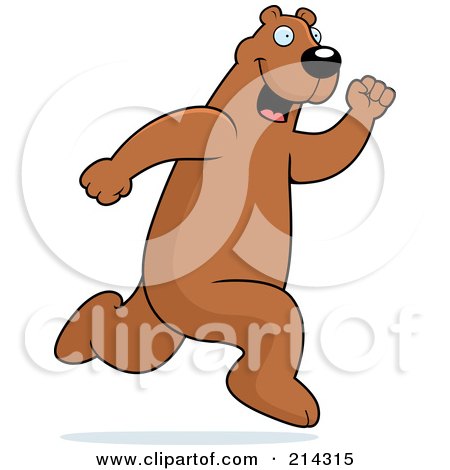 Royalty-Free (RF) Clipart Illustration of a Happy Brown Bear Running by Cory Thoman