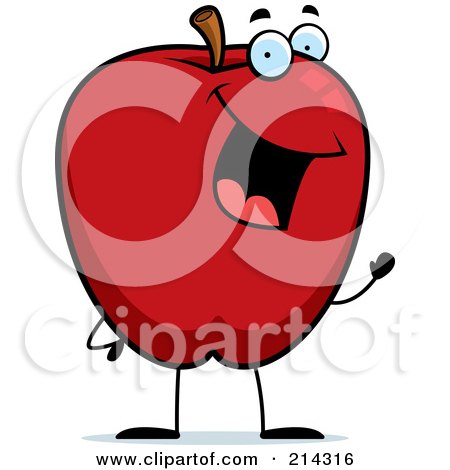 Royalty-Free (RF) Clipart Illustration of a Waving Red Apple Guy by Cory Thoman