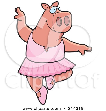 Royalty-Free (RF) Clipart Illustration of a Ballerina Pig Dancing And Jumping by Cory Thoman