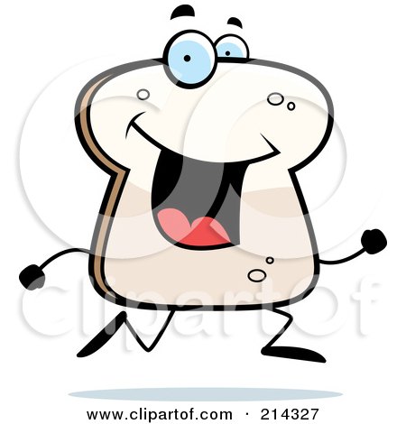 Royalty-Free (RF) Clipart Illustration of a Happy Bread Character Running by Cory Thoman