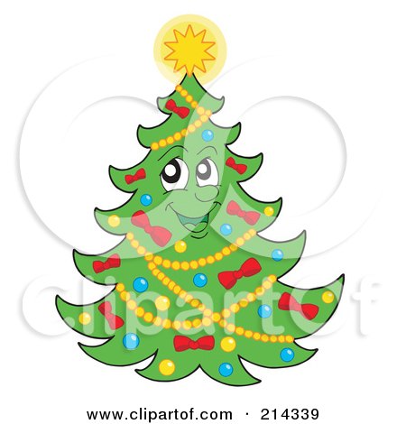 Royalty-Free (RF) Clipart Illustration of a Christmas Tree Character With A Shining Star - 2 by visekart