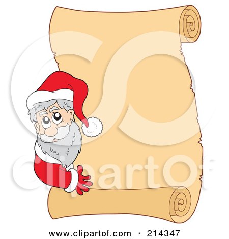 Royalty-Free (RF) Clipart Illustration of a Santa Scroll Sign - 1 by visekart