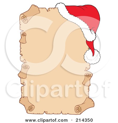 Royalty-Free (RF) Clipart Illustration of a Santa Hat On A Blank Parchment Scroll - 1 by visekart