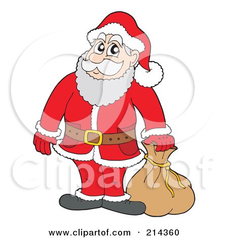 Royalty-Free (RF) Clipart Illustration of Santa Standing By A Sack by visekart