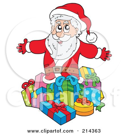 Royalty-Free (RF) Clipart Illustration of Santa Presenting Gifts by visekart