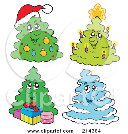 Royalty-Free (RF) Clipart Illustration of a Digital Collage Of Christmas Trees - 1 by visekart