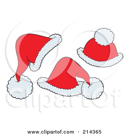 Royalty-Free (RF) Clipart Illustration of a Digital Collage Of Three Santa Hats by visekart