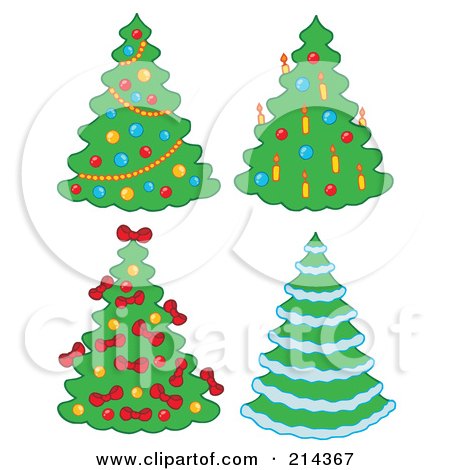 Royalty-Free (RF) Clipart Illustration of a Digital Collage Of Christmas Trees - 2 by visekart
