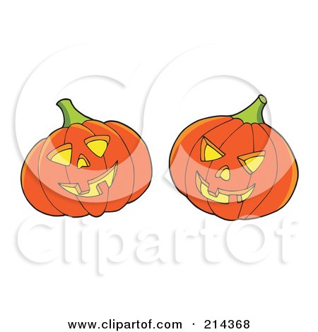 Royalty-Free (RF) Clipart Illustration of a Digital Collage Of Two Jackolanterns by visekart