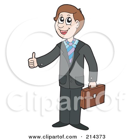Royalty-Free (RF) Clipart Illustration of a Young Business Man Holding A Thumb Up by visekart