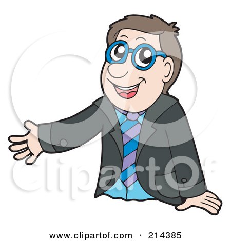 Royalty-Free (RF) Clipart Illustration of a Presenting Young Businessman by visekart