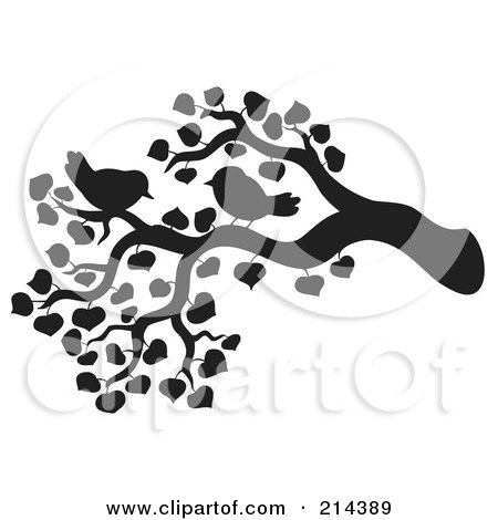 Royalty-Free (RF) Clipart Illustration of a Silhouetted Bird And Tree Branch by visekart