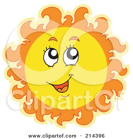 Royalty-Free (RF) Clipart Illustration of a Summer Sun Smiling And Looking Up by visekart