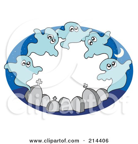Royalty-Free (RF) Clipart Illustration of a Circle Of Ghouls And Tombstones by visekart
