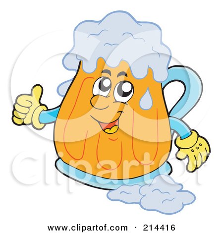 Royalty-Free (RF) Clipart Illustration of a Happy Beer Mug Holding A Thumb Up by visekart
