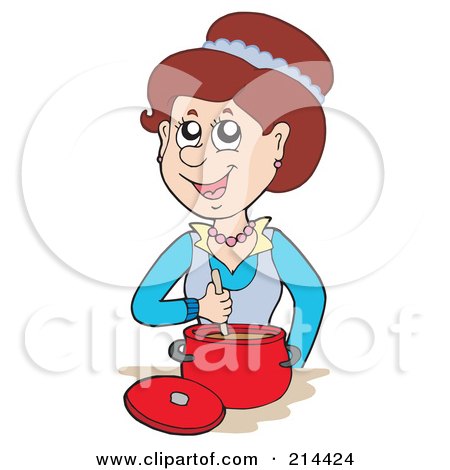 214424 Royalty Free RF Clipart Illustration Of A Happy Woman Cooking