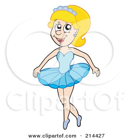 Royalty-Free (RF) Clipart Illustration of a Blond Ballerina Dancing In Blue by visekart