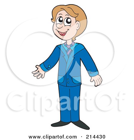 Royalty-Free (RF) Clipart Illustration of a Young Business Man In A Blue Suit by visekart