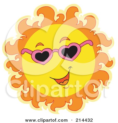 Royalty-Free (RF) Clipart Illustration of a Summer Sun Smiling And Sporting Shades - 1 by visekart