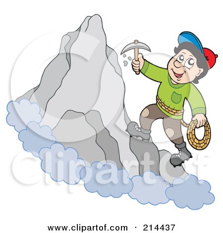 Royalty-Free (RF) Clipart Illustration of a Rock Climber On A Mountain by visekart