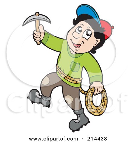 Royalty-Free (RF) Clipart Illustration of a Rock Climber With A Pick by visekart