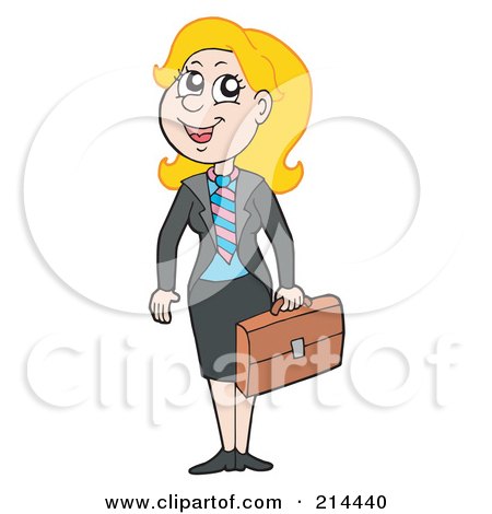Royalty-Free (RF) Clipart Illustration of a Blond Business Woman Carrying A Briefcase by visekart