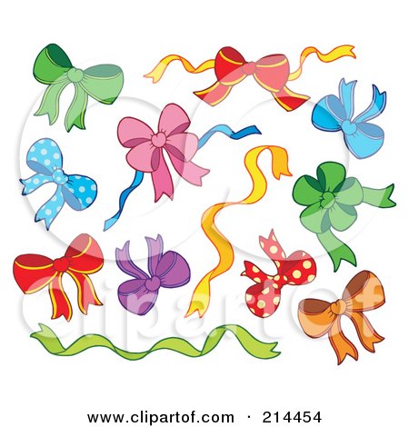 Royalty-Free (RF) Clipart Illustration of a Digital Collage Of Ribbons And Bows by visekart