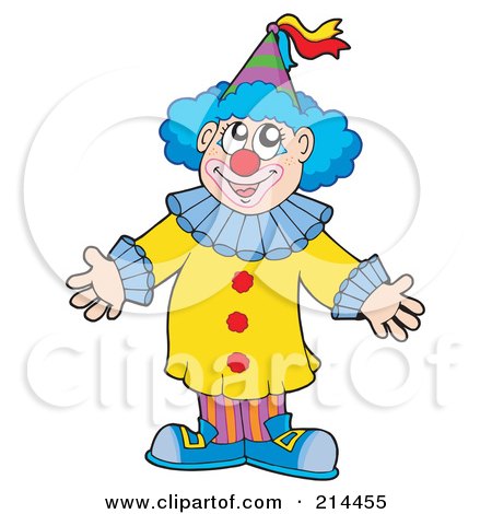 Royalty-Free (RF) Clipart Illustration of a Happy Clown Presenting by visekart