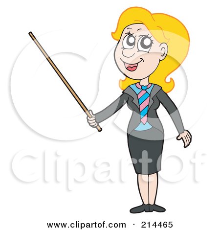 Royalty-Free (RF) Clipart Illustration of a Blond Business Woman Holding A Pointer Stick by visekart